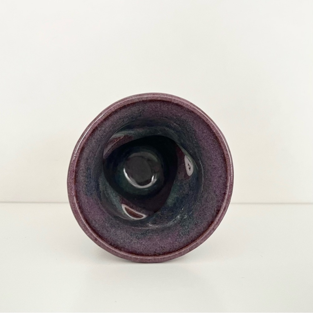 Handmade Studio Pottery Twisted Swirl Cup Vase Purple Blue Glazed Organic Sexy - Picture 5 of 5